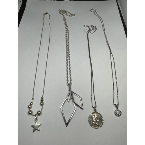 690 - A GROUP OF FOUR ASSORTED SILVER NECKLACES