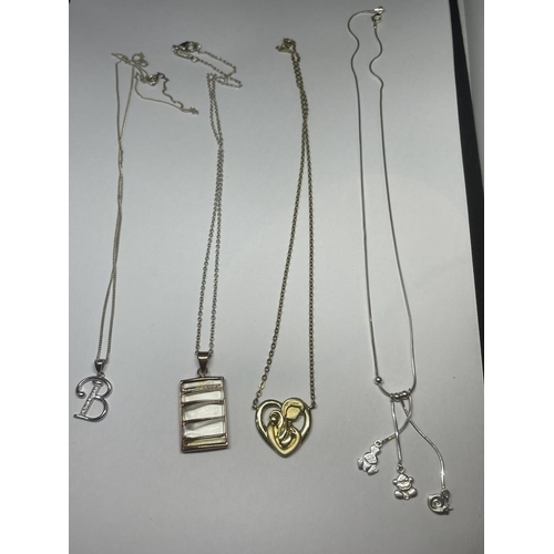 691 - A GROUP OF FOUR ASSORTED SILVER NECKLACES