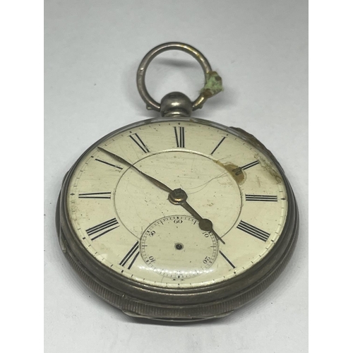 718 - A LONDON HALLMARKED SILVER FUSEE MOVEMENT OPEN FACED POCKET WATCH