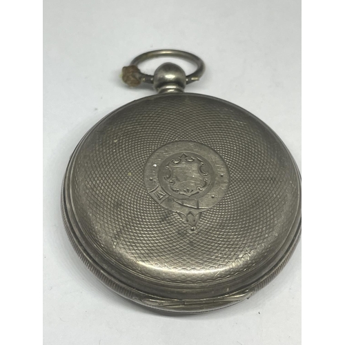 718 - A LONDON HALLMARKED SILVER FUSEE MOVEMENT OPEN FACED POCKET WATCH