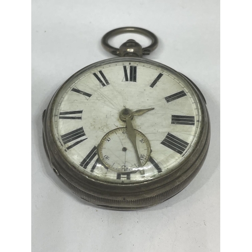 720 - A VICTORIAN SILVER FUSEE MOVEMENT OPEN FACED POCKET WATCH, HALLMARKS FOR LONDON, MAKER - MARSHALL, B... 