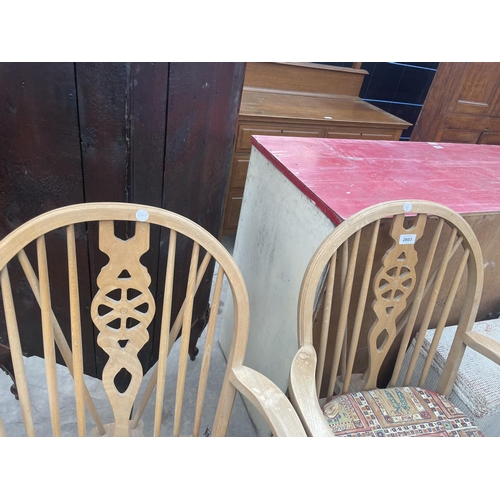 2603 - A PAIR OF MODERN WHEELBACK ELBOW CHAIRS