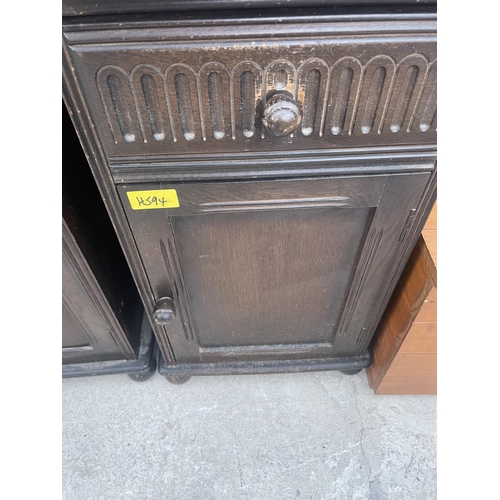 2606 - A DARK OAK TELEPHONE TABLE/SEAT AND BEDSIDE LOCKER