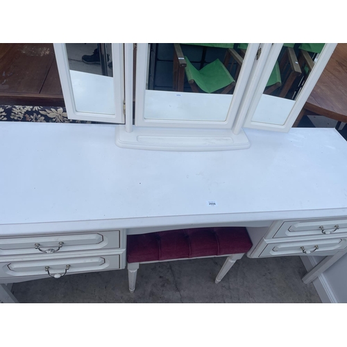 2608 - A MODERN WHITE DRESSING TABLE AND STOOL