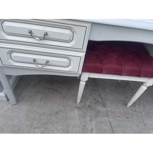 2608 - A MODERN WHITE DRESSING TABLE AND STOOL