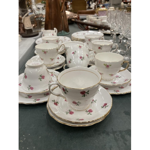 298 - A COLCLOUGH TEASET TO INCLUDE CUPS, SAUCERS, CAKE PLATE, MILK AND SUGAR ETC