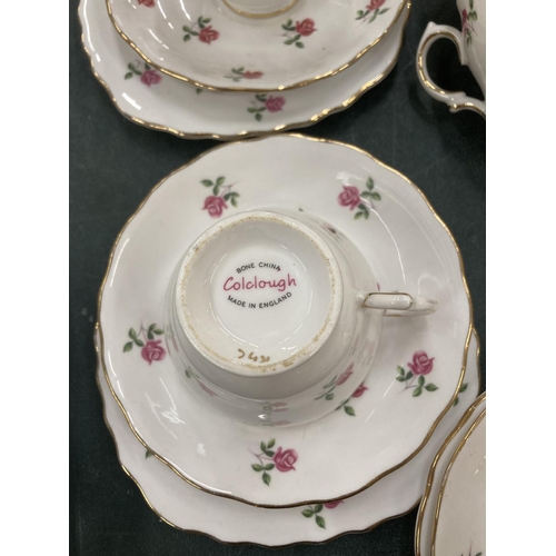 298 - A COLCLOUGH TEASET TO INCLUDE CUPS, SAUCERS, CAKE PLATE, MILK AND SUGAR ETC