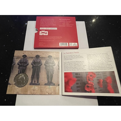 393 - UK , ROYAL MINT , 2019 , “A CENTURY OF REMEMBRANCE” , £5 COIN . PRISTINE CONDITION