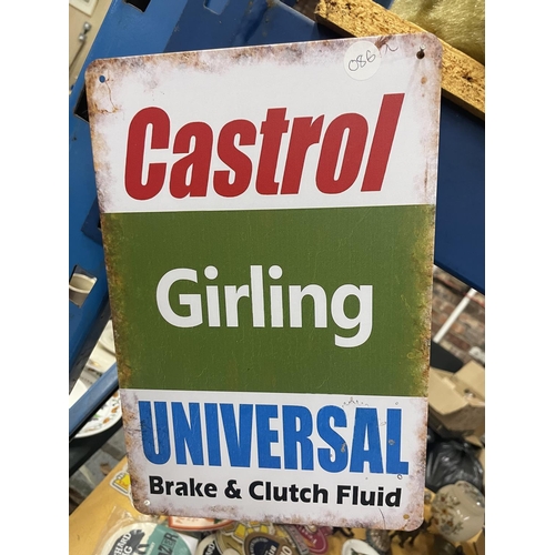 882 - TWO METAL SIGNS - CASTROL AND SHELL