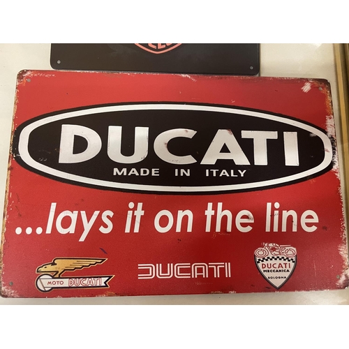 884 - TWO METAL SIGNS - HARLEY DAVIDSON AND DUCATI