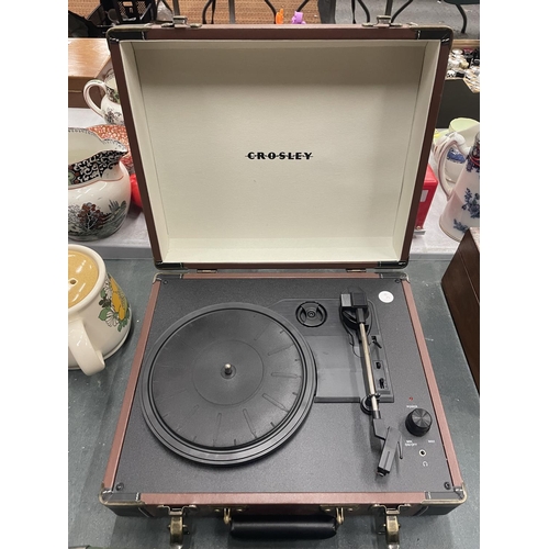 912 - TWO CROSLEY DELUXE MOBILE TURNTABLE RECORD PLAYERS