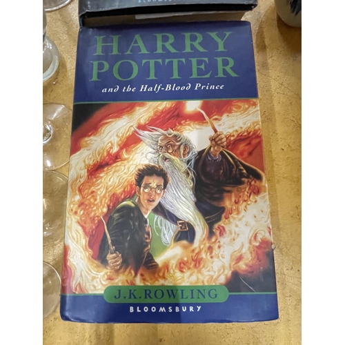 916 - THREE HARDBACK FIRST EDITIONS OF HARRY POTTER BOOKS - THE HALF-BLOOD PRINCE, THE GOBLET OF FIRE AND ... 