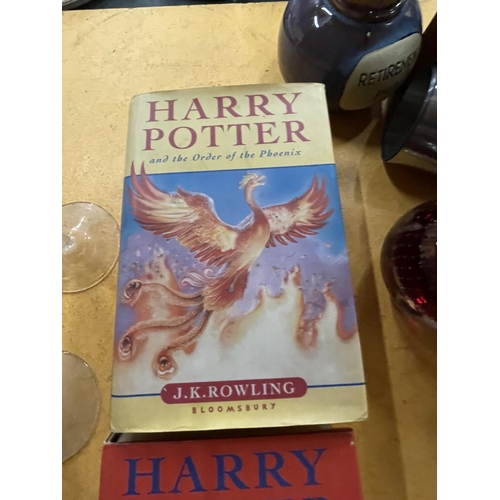 916 - THREE HARDBACK FIRST EDITIONS OF HARRY POTTER BOOKS - THE HALF-BLOOD PRINCE, THE GOBLET OF FIRE AND ... 