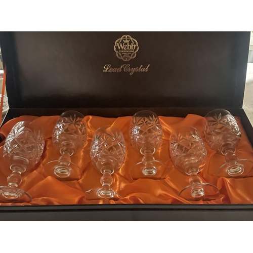 948 - TWO BOXED SETS OF WEBB CONTINENTAL LEAD CRYSTAL WINE GLASSES - 12 GLASSES IN TOTAL