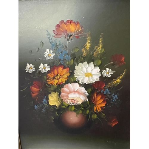 967 - A STILL LIFE OIL ON CANVAS OF A VASE OF FLOWERS, SIGNED J COOPER 61CM X 51CM