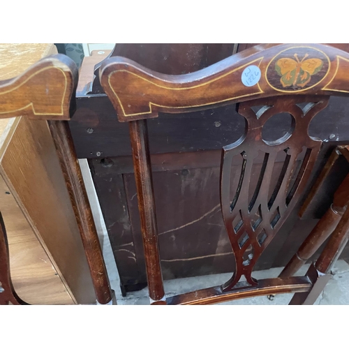 2670A - TWO INLAID MAHOGANY PARLOUR CHAIRS