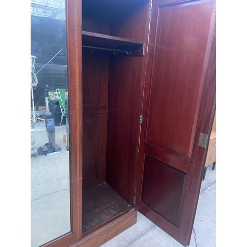 2674 - A MAPLE AND CO EARLY 20TH CENTURY INLAID MAHOGANY MIRROR DOOR WARDROBE - 75