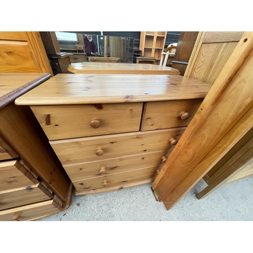 2679 - A MODERN PINE CHEST OF TWO SHORT AND THREE LONG DRAWERS WITH MATCHING DRESSDING TABLE, STOOL, BEDSID... 