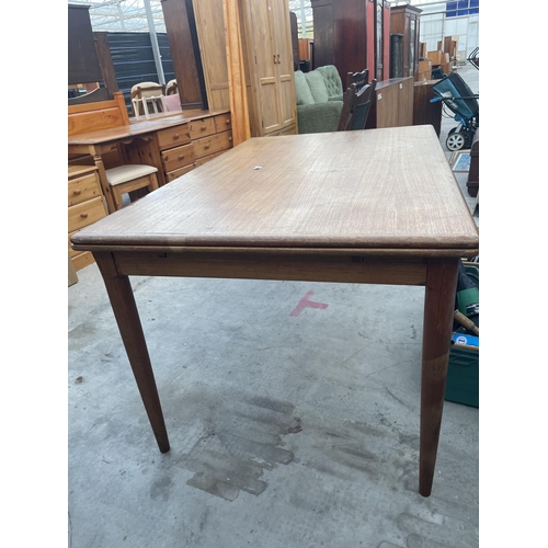 2682 - A RETRO TEAK DRAW LEAF DINING TABLE - 54