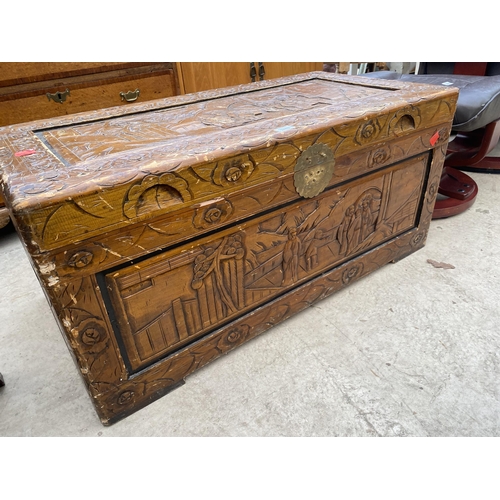 2482 - A CARVED CAMPHOR WOOD CHEST