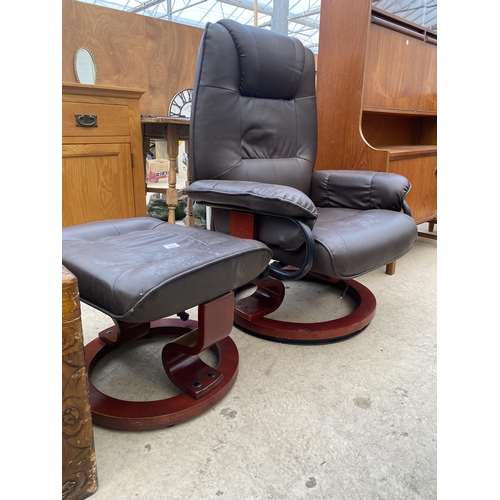 2483 - AN ELECTRIC RECLINER CHAIR AND STOOL (NO LEAD)