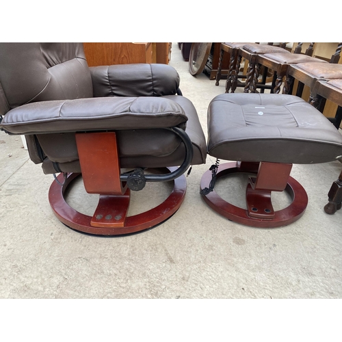 2483 - AN ELECTRIC RECLINER CHAIR AND STOOL (NO LEAD)