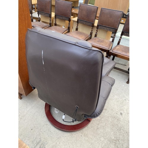 2483 - AN ELECTRIC RECLINER CHAIR AND STOOL (NO LEAD)