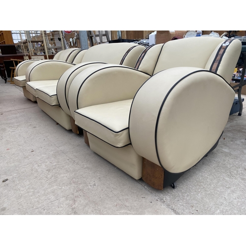 2527 - AN ART DECO REUPHOLSTERED 'CLOUD' THREE PIECE LOUNGE SUITE, COMPLETE WITH ORIGINAL RECEIPT FOR £2,20... 