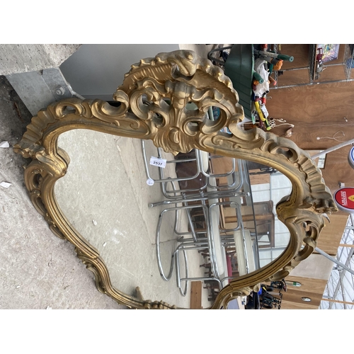 2537 - A 19TH CENTURY ROCOCCO STYLE WALL MIRROR, 44X33