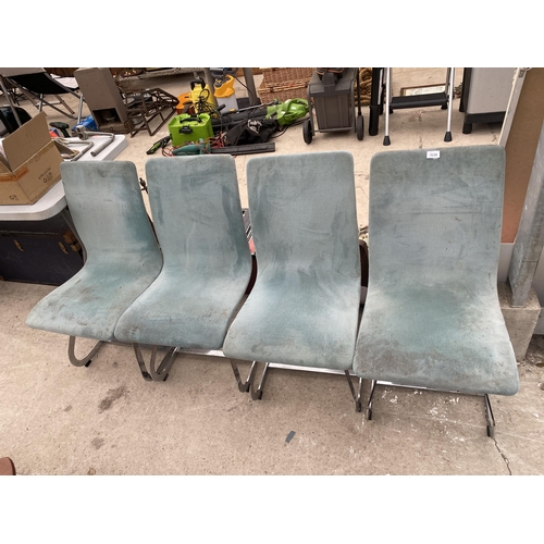 2538 - A SET OF FOUR 'MERROW ASSOCIATES' RETRO CHAIRS ON CHROME CURVED LEGS, SHAPED BACK AND SEAT