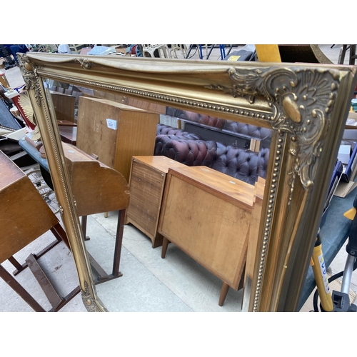 2541 - A MODERN GILT FRAMED BEVEL EDGE WALL MIRROR, 51X42