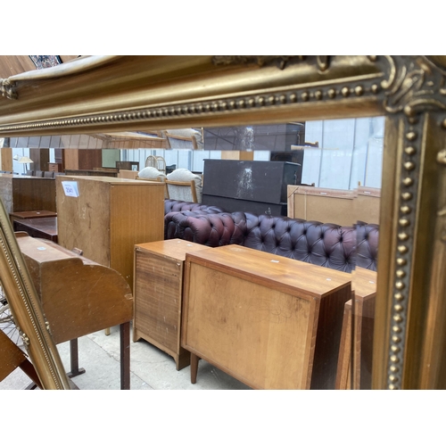 2541 - A MODERN GILT FRAMED BEVEL EDGE WALL MIRROR, 51X42