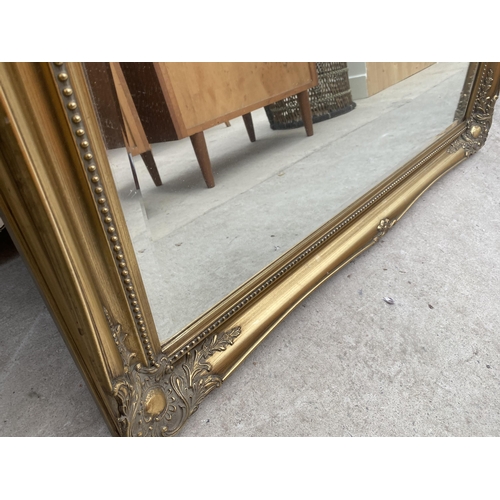 2541 - A MODERN GILT FRAMED BEVEL EDGE WALL MIRROR, 51X42