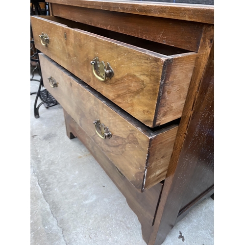 2549 - A 19TH CENTURY MAHOGANY CHEST OF THREE DRAWERS, 32