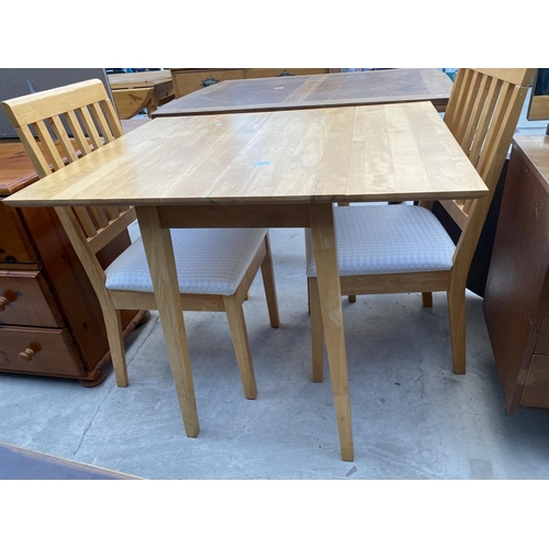 2575 - A MODERN DROP-LEAF KITCHEN TABLE AND TWO CHAIRS