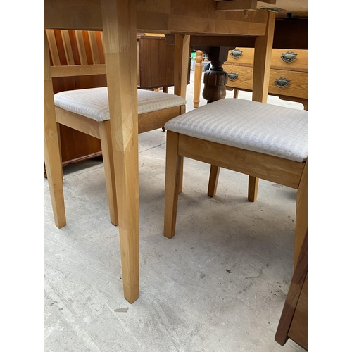 2575 - A MODERN DROP-LEAF KITCHEN TABLE AND TWO CHAIRS