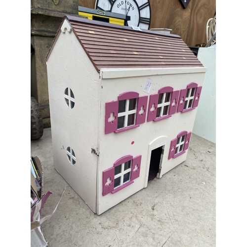 1523 - A SMALL WOODEN DOLLS HOUSE