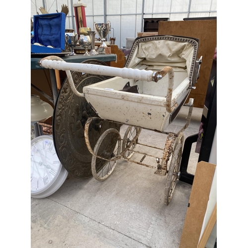 1547 - A VINTAGE SILVER CROSS PRAM