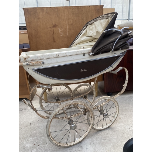 1547 - A VINTAGE SILVER CROSS PRAM