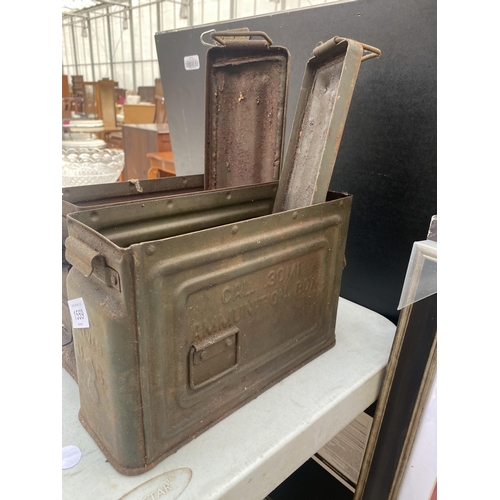 1559 - TWO AMMO TINS CONTAINING AN ASSORTMENT OF HARDWARE TO INCLUDE NUTS AND BOLTS ETC