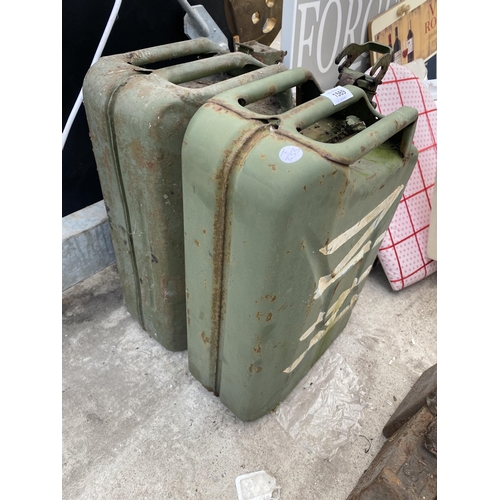 1569 - TWO METAL JERRY CANS