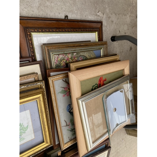 1592 - A LARGE ASSORTMENT OF FRAMED PRINTS, PICTURES AND TAPESTRIES ETC