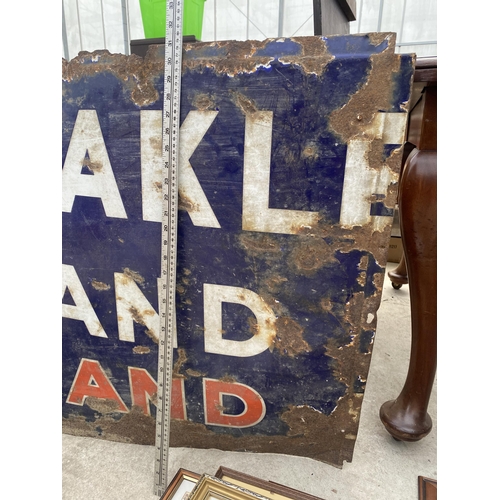 1593 - A LARGE BELIEVED ORIGINAL 'GEORGE OAKLEY FORD SALES' SIGN (229CM X 80CM)