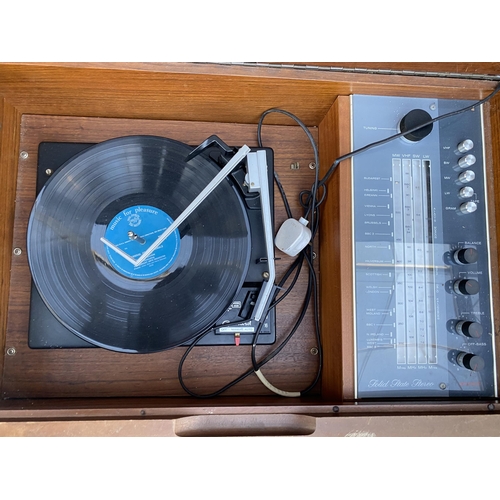 1666 - A TEAK RADIOGRAM WITH GARRARD RECORD DECK