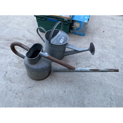 1700 - TWO VINTAGE GALVANISED WATERING CANS