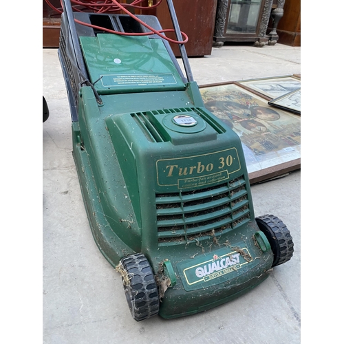 1710 - A QUALCAST ELECTIC LAWN MOWER WITH GRASS BOX