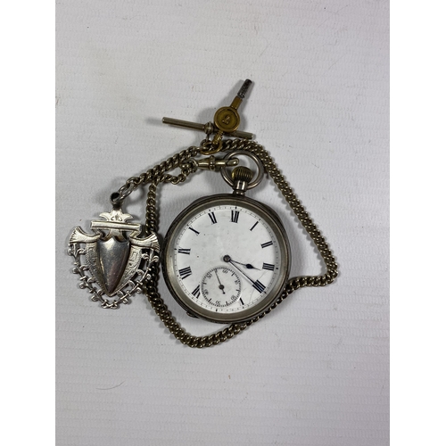 732 - A VINTAGE 'THE OLD DAVID' POCKET WATCH AND CHAIN