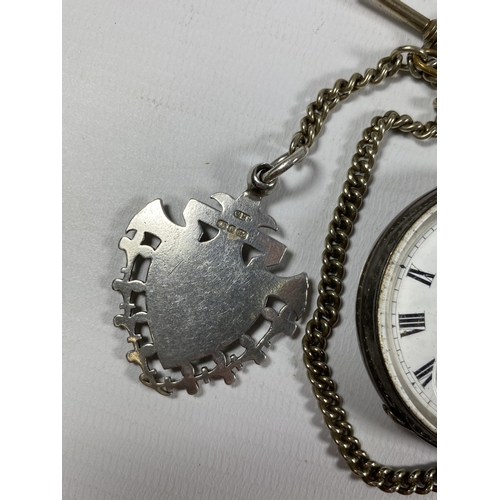 732 - A VINTAGE 'THE OLD DAVID' POCKET WATCH AND CHAIN