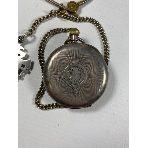 732 - A VINTAGE 'THE OLD DAVID' POCKET WATCH AND CHAIN