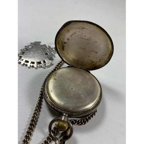 732 - A VINTAGE 'THE OLD DAVID' POCKET WATCH AND CHAIN